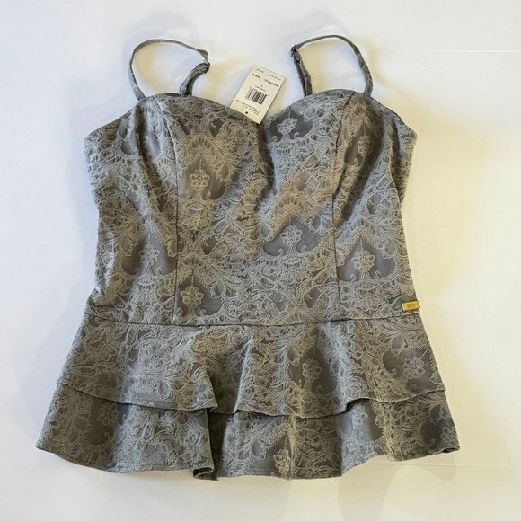NWT Guess Gray Embroidered Bustier Top - Picture 6 of 10
